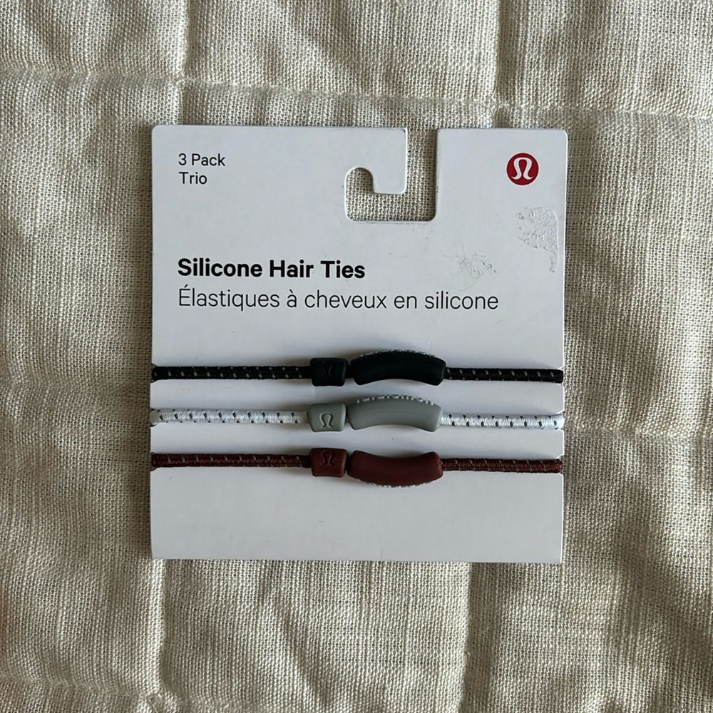 Lululemon Silicone Hair Ties - blackk/white/date brown